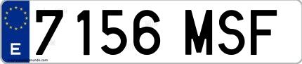Ejemplo de matrícula española 7156 MSF