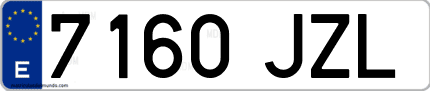 Ejemplo de matrícula de coche ordinaria 7160 JZL