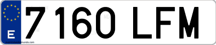 Ejemplo de matrícula de coche ordinaria 7160 LFM