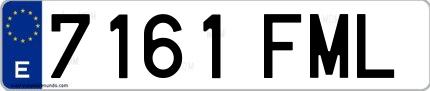 Ejemplo de matrícula española 7161 FML
