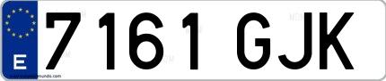 Ejemplo de matrícula española 7161 GJK