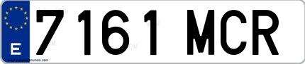 Ejemplo de matrícula española 7161 MCR