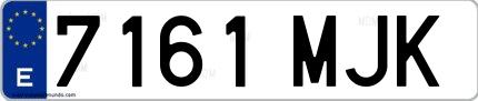 Ejemplo de matrícula española 7161 MJK