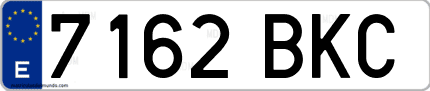 Ejemplo de matrícula de coche ordinaria 7162 BKC
