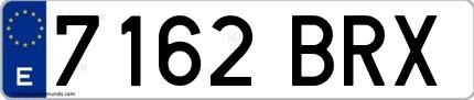 Ejemplo de matrícula española 7162 BRX