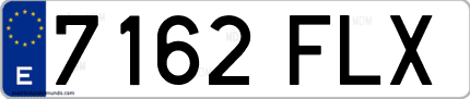 Ejemplo de matrícula de coche ordinaria 7162 FLX
