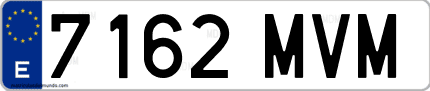 Ejemplo de matrícula de coche ordinaria 7162 MVM