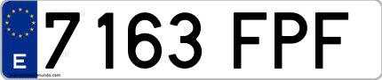 Ejemplo de matrícula española 7163 FPF