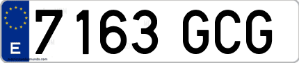 Ejemplo de matrícula de coche ordinaria 7163 GCG