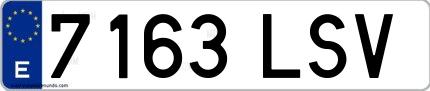 Ejemplo de matrícula española 7163 LSV