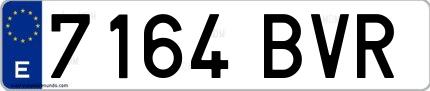 Ejemplo de matrícula española 7164 BVR