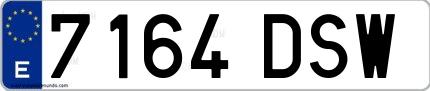 Ejemplo de matrícula española 7164 DSW