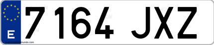 Ejemplo de matrícula de coche ordinaria 7164 JXZ