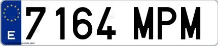 Ejemplo de matrícula española 7164 MPM