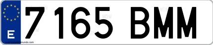 Ejemplo de matrícula española 7165 BMM