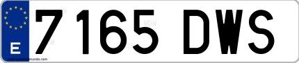 Ejemplo de matrícula española 7165 DWS