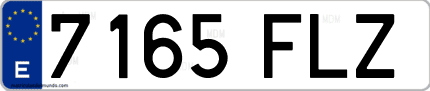 Ejemplo de matrícula de coche ordinaria 7165 FLZ