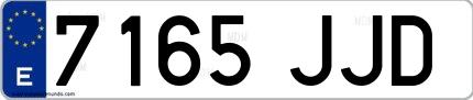 Ejemplo de matrícula española 7165 JJD