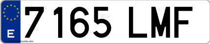 Ejemplo de matrícula de coche ordinaria 7165 LMF