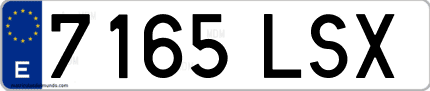 Ejemplo de matrícula de coche ordinaria 7165 LSX