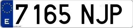Ejemplo de matrícula española 7165 NJP