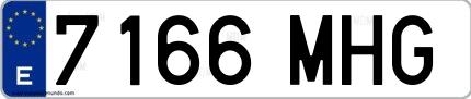 Ejemplo de matrícula española 7166 MHG