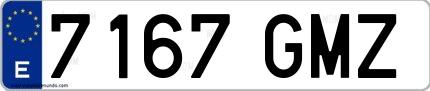 Ejemplo de matrícula española 7167 GMZ