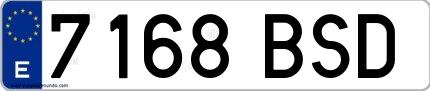 Ejemplo de matrícula española 7168 BSD