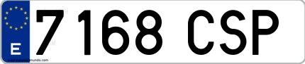 Ejemplo de matrícula española 7168 CSP