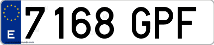 Ejemplo de matrícula de coche ordinaria 7168 GPF