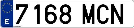 Ejemplo de matrícula española 7168 MCN
