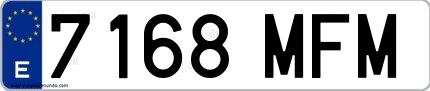 Ejemplo de matrícula española 7168 MFM