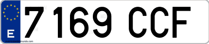 Ejemplo de matrícula de coche ordinaria 7169 CCF