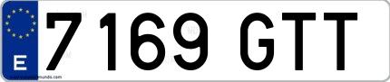 Ejemplo de matrícula española 7169 GTT