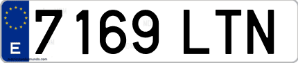 Ejemplo de matrícula de coche ordinaria 7169 LTN