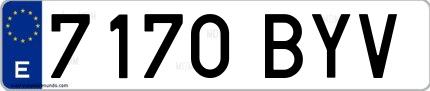 Ejemplo de matrícula española 7170 BYV