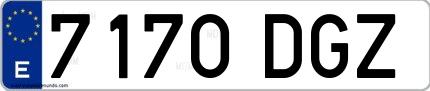 Ejemplo de matrícula española 7170 DGZ