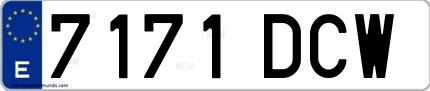 Ejemplo de matrícula española 7171 DCW