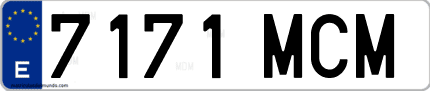 Ejemplo de matrícula de coche ordinaria 7171 MCM