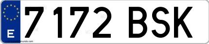 Ejemplo de matrícula española 7172 BSK