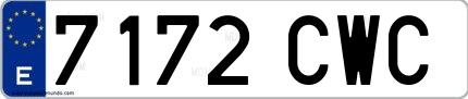 Ejemplo de matrícula española 7172 CWC