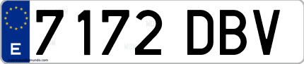 Ejemplo de matrícula de coche ordinaria 7172 DBV