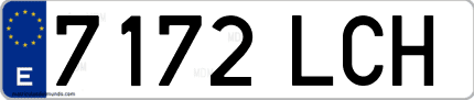Ejemplo de matrícula de coche ordinaria 7172 LCH