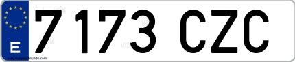 Ejemplo de matrícula española 7173 CZC
