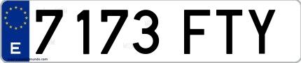 Ejemplo de matrícula española 7173 FTY