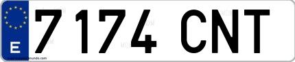 Ejemplo de matrícula española 7174 CNT