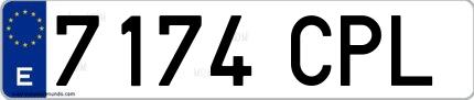 Ejemplo de matrícula española 7174 CPL