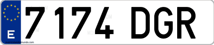 Ejemplo de matrícula de coche ordinaria 7174 DGR