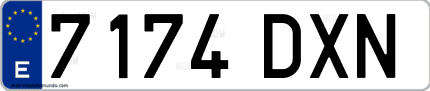Ejemplo de matrícula de coche ordinaria 7174 DXN