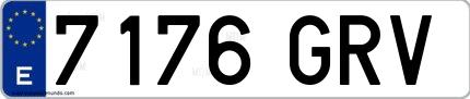 Ejemplo de matrícula española 7176 GRV